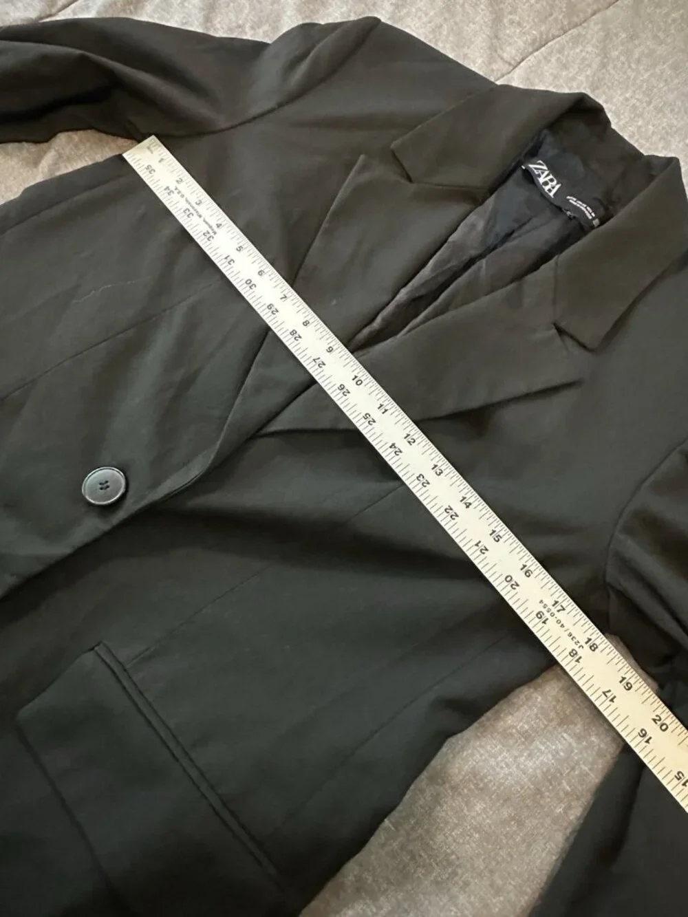 Zara Womens Black One Button Blazer XS Tailored Jacket Minimalist Office Career